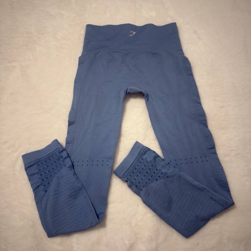Gymshark Women's Energy Seamless Leggings Blue Stone Size S - Picture 4 of 7